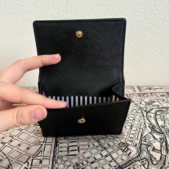 Kate Spade Black Trifold Wallet with Striped Interior - Picture 6 of 8